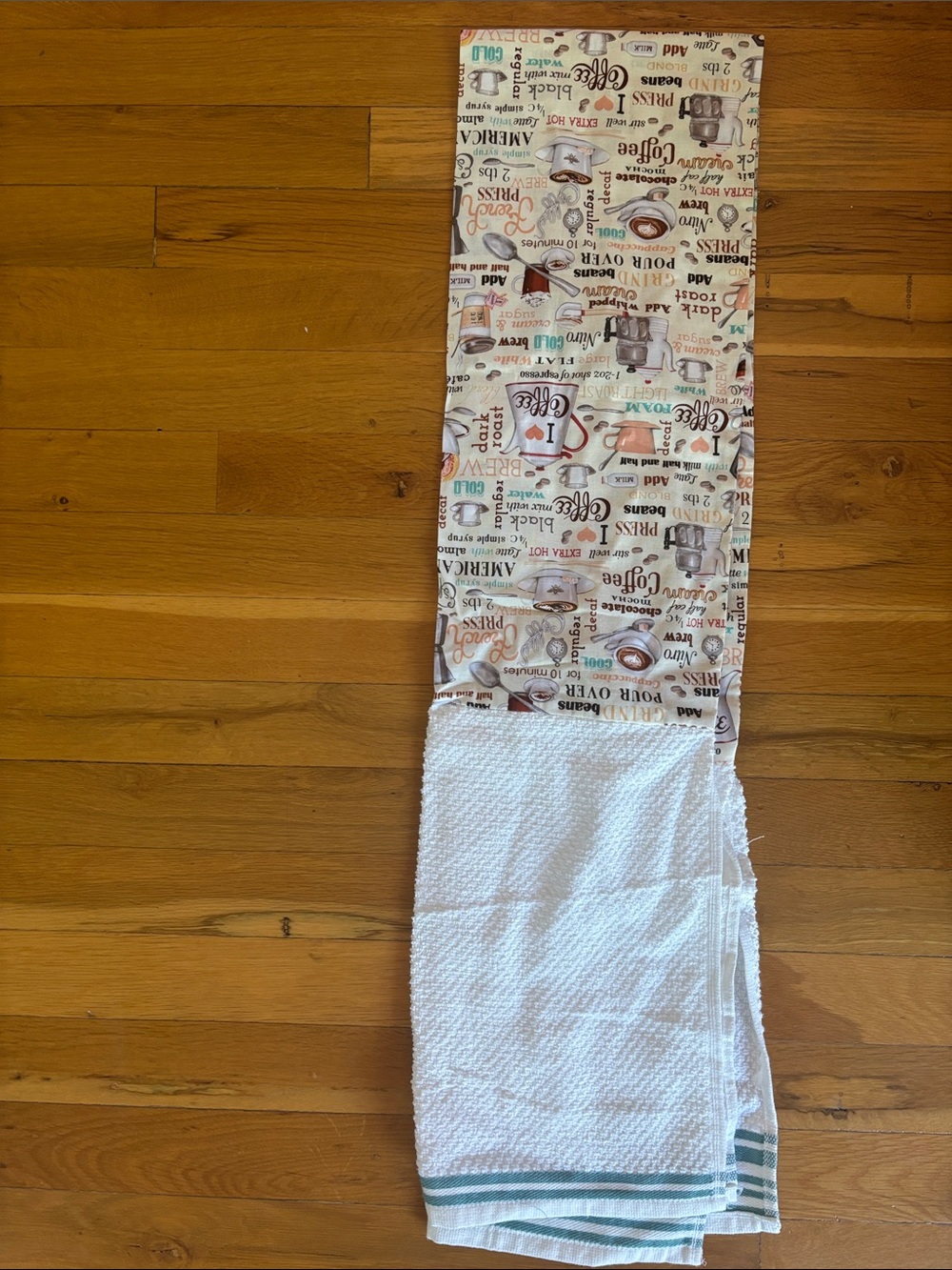 Coffee Print Hanging Kitchen Towel with White Waffle Weave